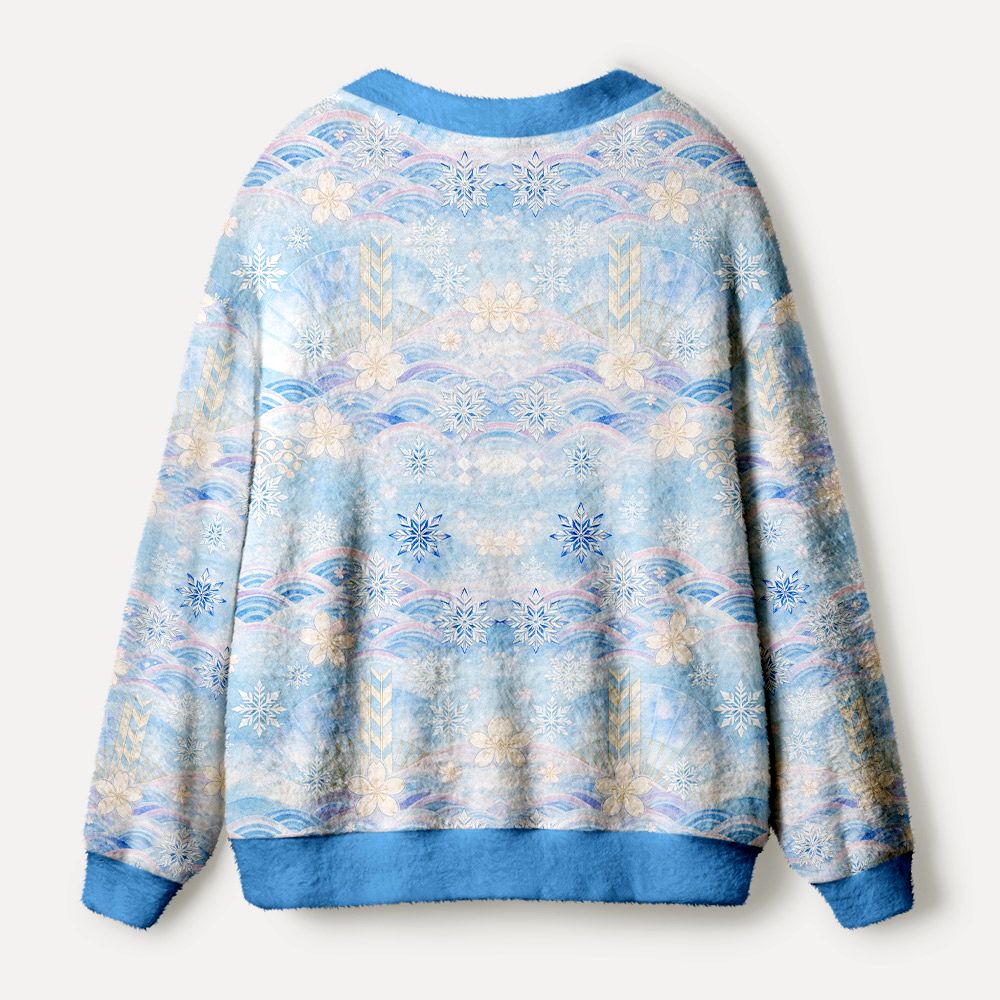 Kyoto-Lion Winter Seigaiha Ugly Cardigan Sweater