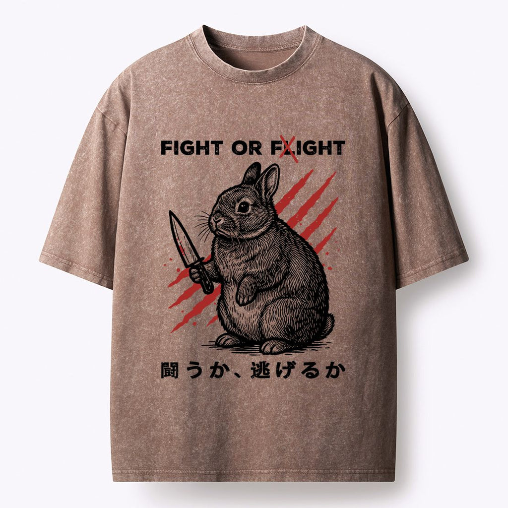 Kyoto-Lion Funny Rabbit£ºFight Or Flight Washed T-Shirt