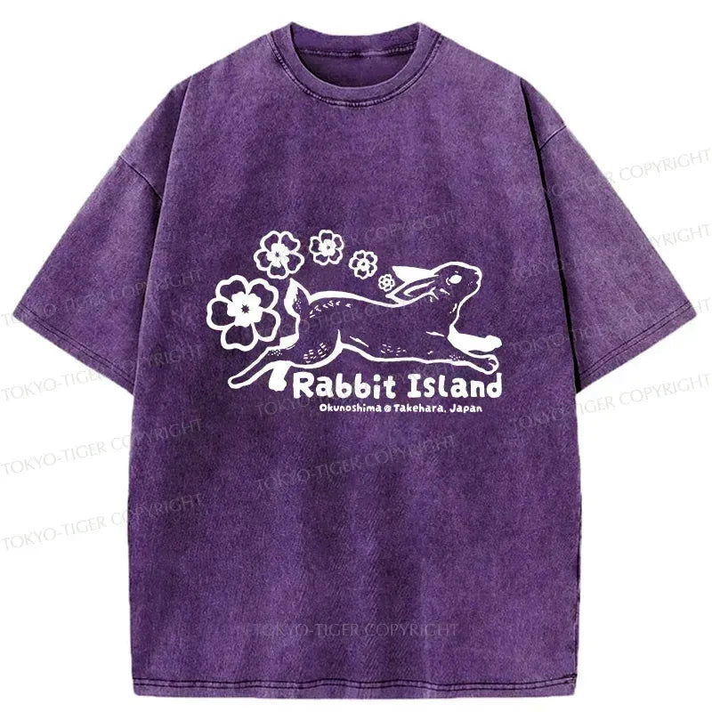 Kyoto-Lion Rabbit Island Washed T-Shirt