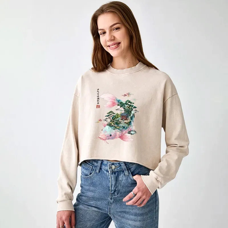 Washed Crop Sweatshirt Best Seller for Her