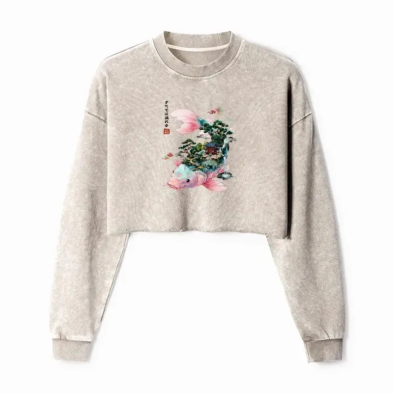 Washed Crop Sweatshirt Best Seller for Her