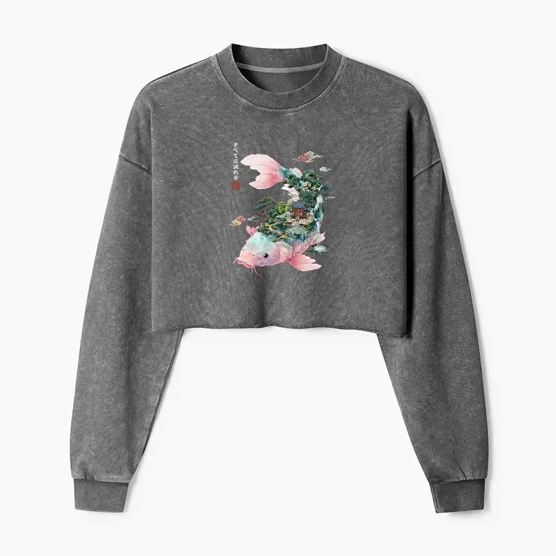 Kyoto Lion Flowing Koi Sweatshirt for Summer