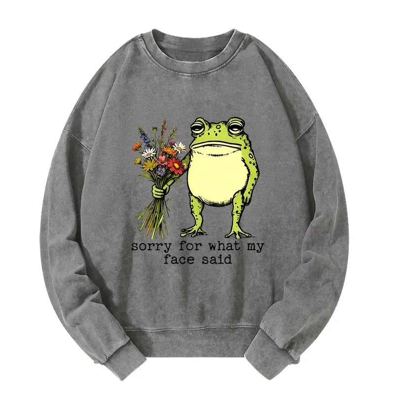 Kyoto-Lion Frog Sorry Mode Activated Washed Sweatshirt