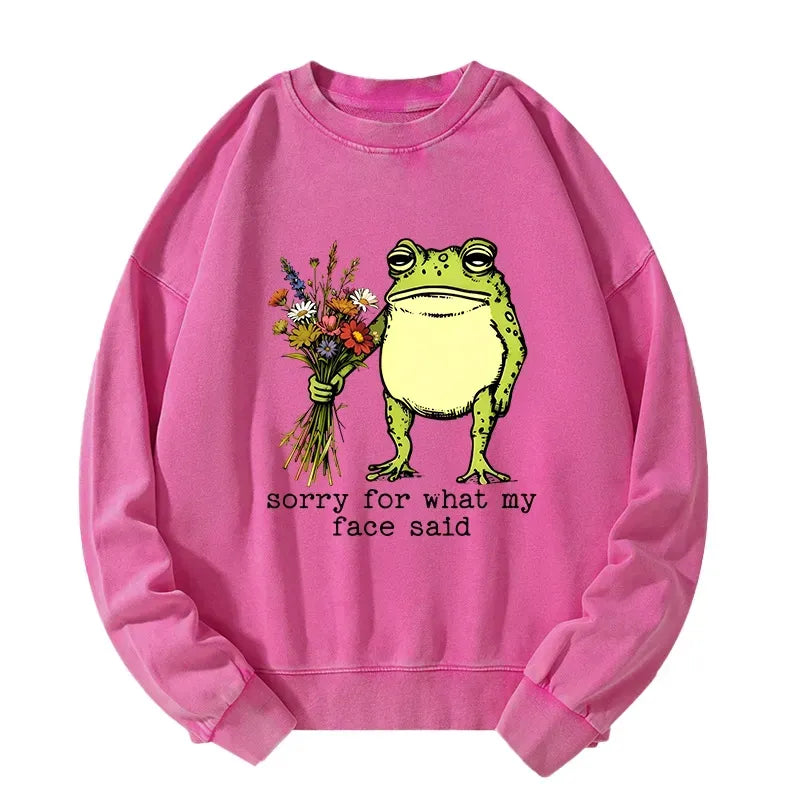 Kyoto-Lion Frog Sorry Mode Activated Washed Sweatshirt