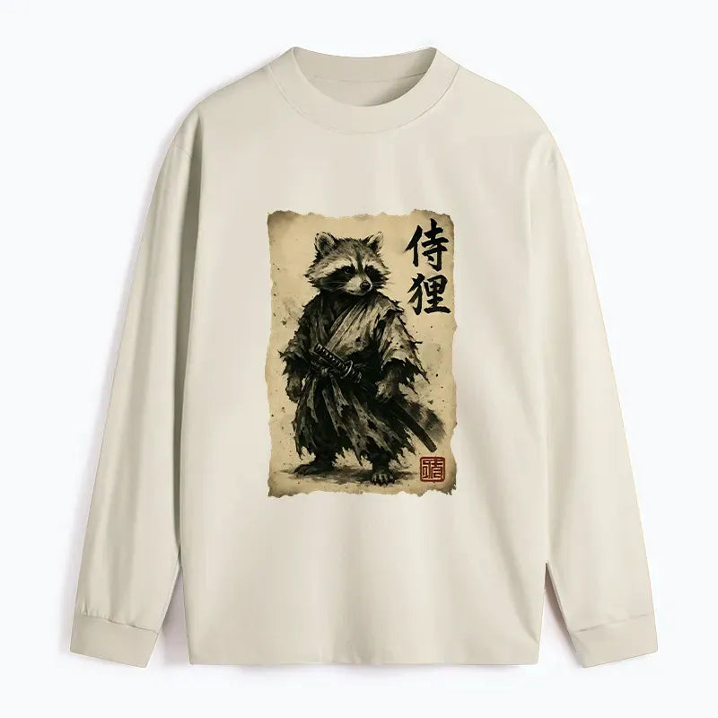 Kyoto-Lion Retro Raccoon Samurai Classic Long Sleeve T-Shirt