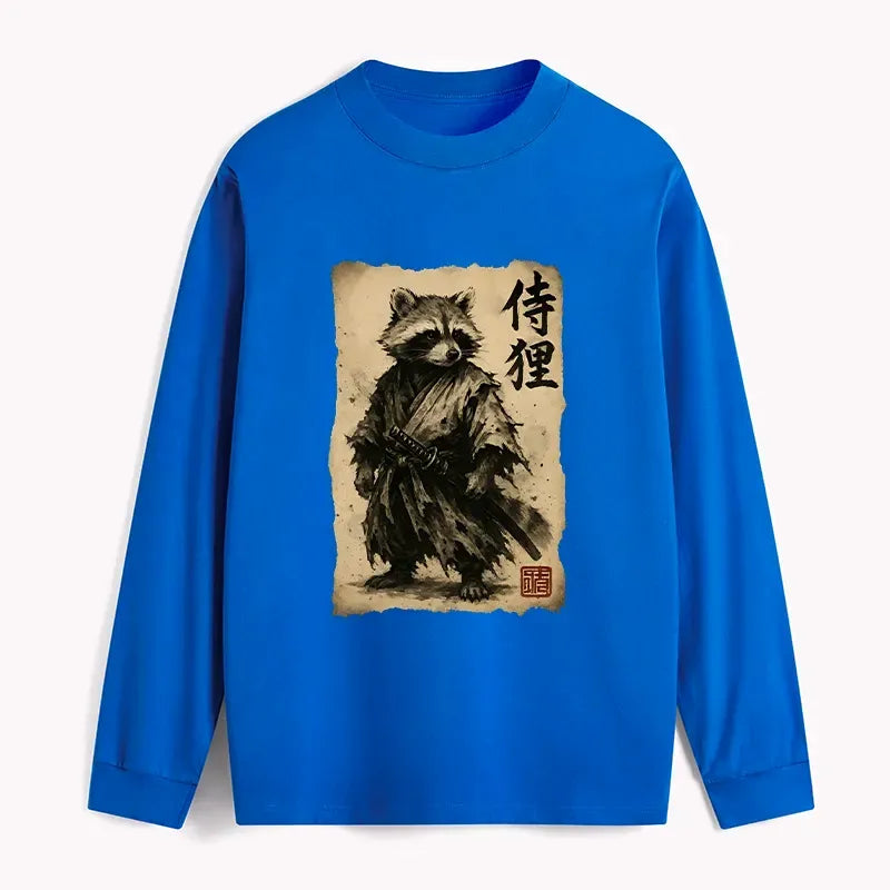 Kyoto-Lion Retro Raccoon Samurai Classic Long Sleeve T-Shirt
