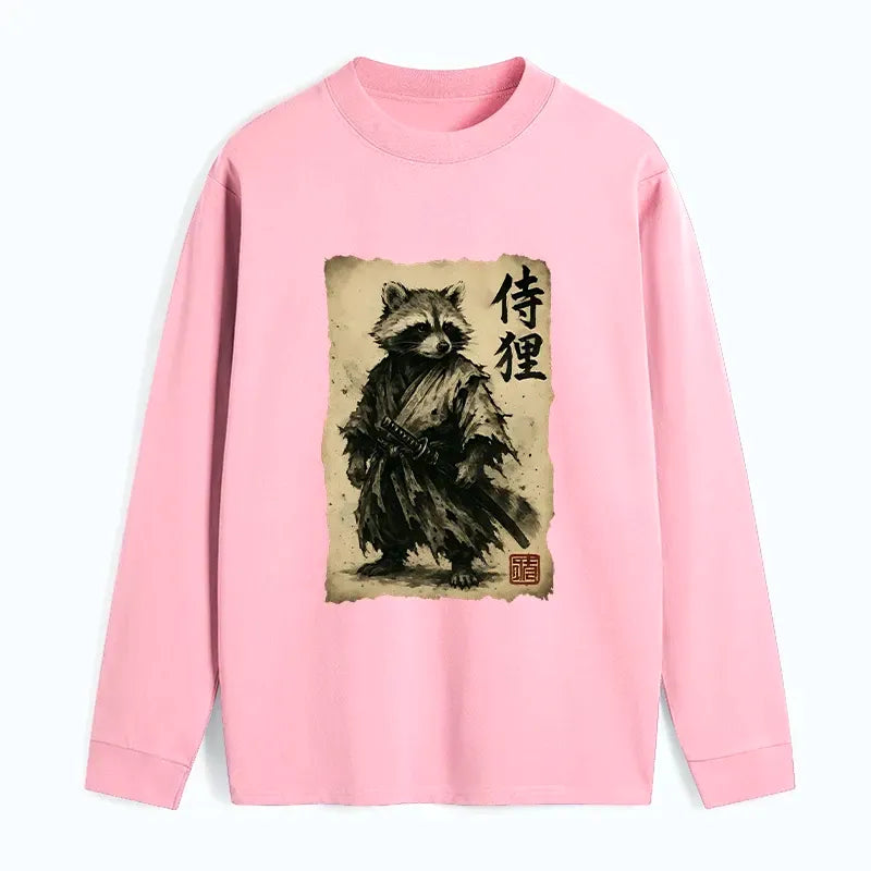 Retro Samurai Raccoon Long Sleeve T-Shirt