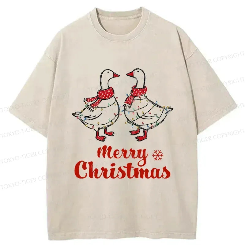 Kyoto-Lion Christmas Goose Washed T-Shirt
