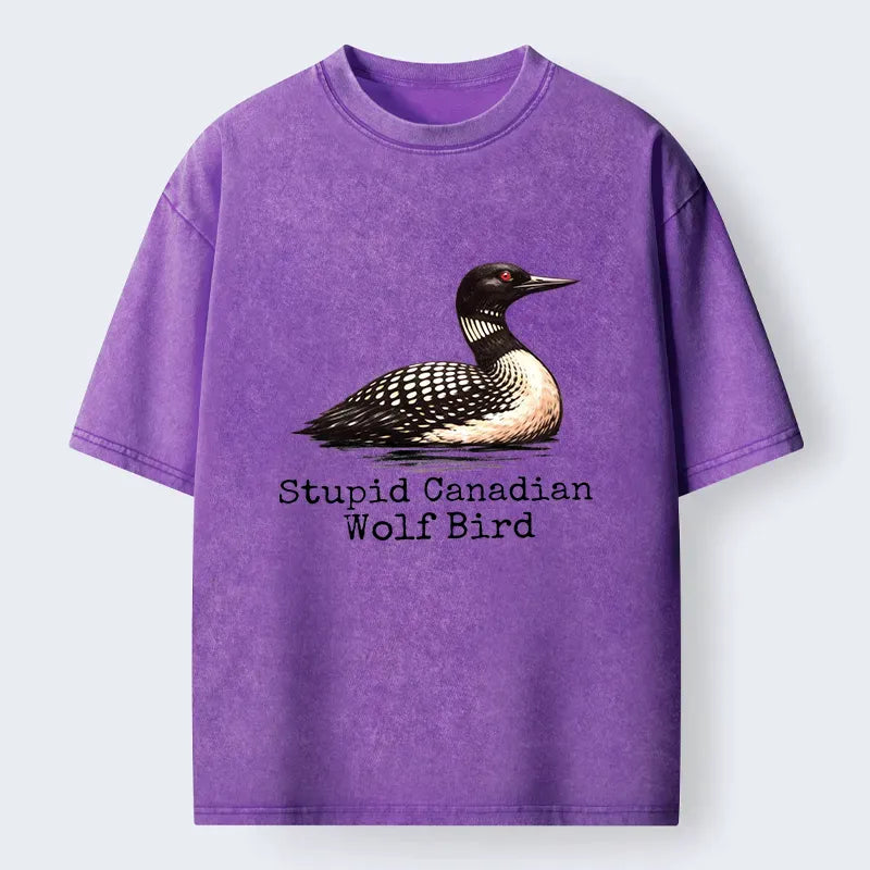 Kyoto-Lion Funny Wolf Bird Meme Washed T-Shirt