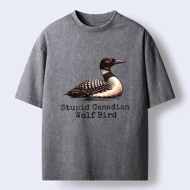 Kyoto-Lion Funny Wolf Bird Meme Washed T-Shirt