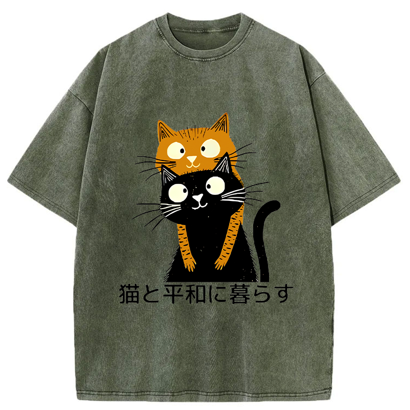 Kyoto Lion Japanese T-Shirt for Cat Lovers