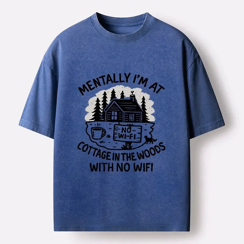 Woodblock Print Unisex Cotton T-Shirt for Summer
