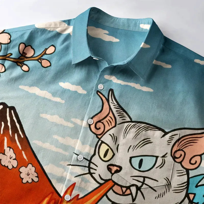 Unisex Japanese Cat Shirt for Daily Wear