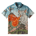 Premium Kyoto Cat Button-up Shirt for Streetwear