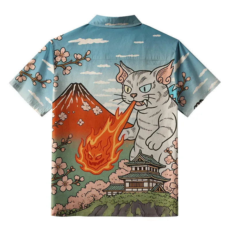 Unisex Japanese Cat Shirt for Daily Wear