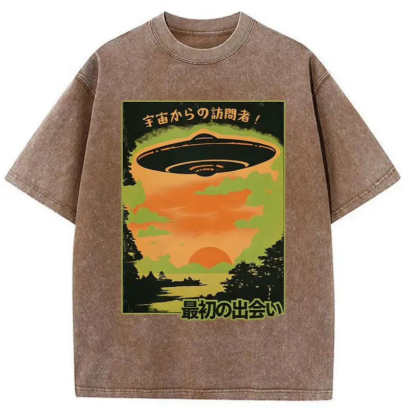 Kyoto-Lion Aliens Are Attacking Washed T-Shirt