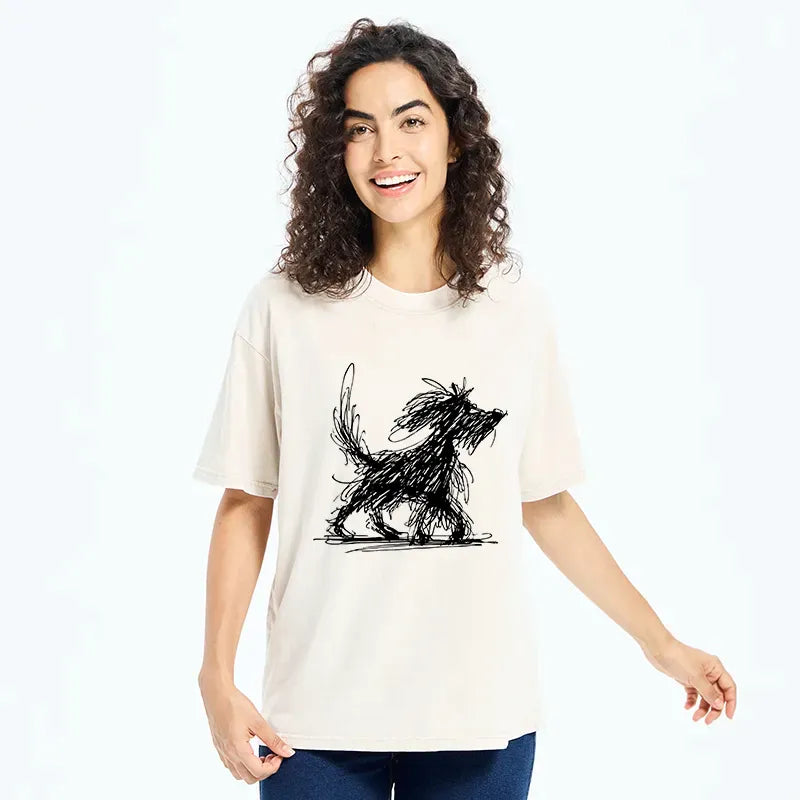 Japanese Woodblock Print Dog T-Shirt for Streetwear