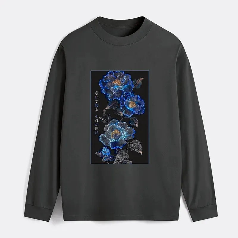 Japanese Dark Flower Long Sleeve T-Shirt