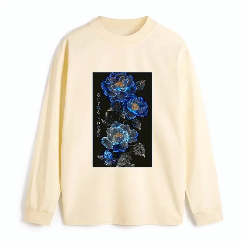 Japanese Dark Flower Long Sleeve T-Shirt