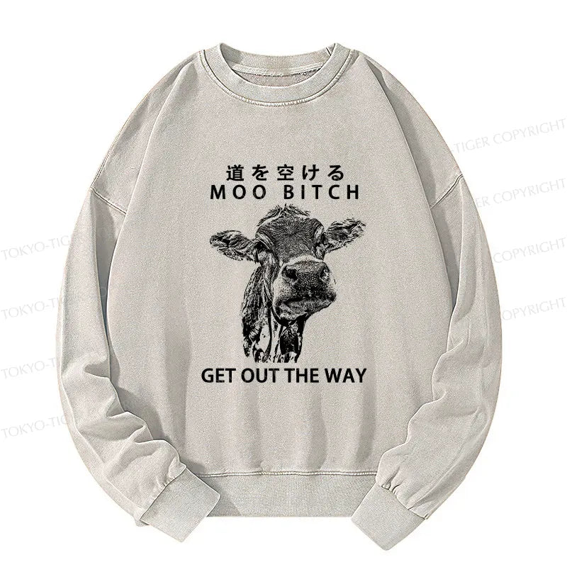 Japanese Funny Cow Washed Sweatshirt