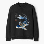 Kyoto-Lion Elegant Koi Fish Watercolor Art Washed Terry Sweatshirt