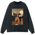 Washed Japanese Streetwear Long Sleeve Tee for Daily Wear