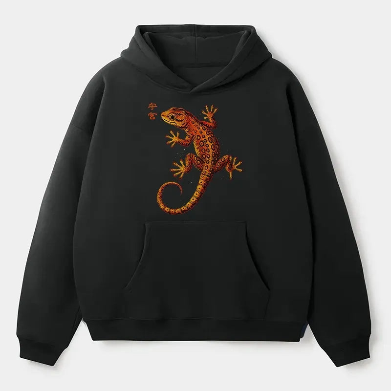 Retro Japanese Gecko Fleece Hoodie