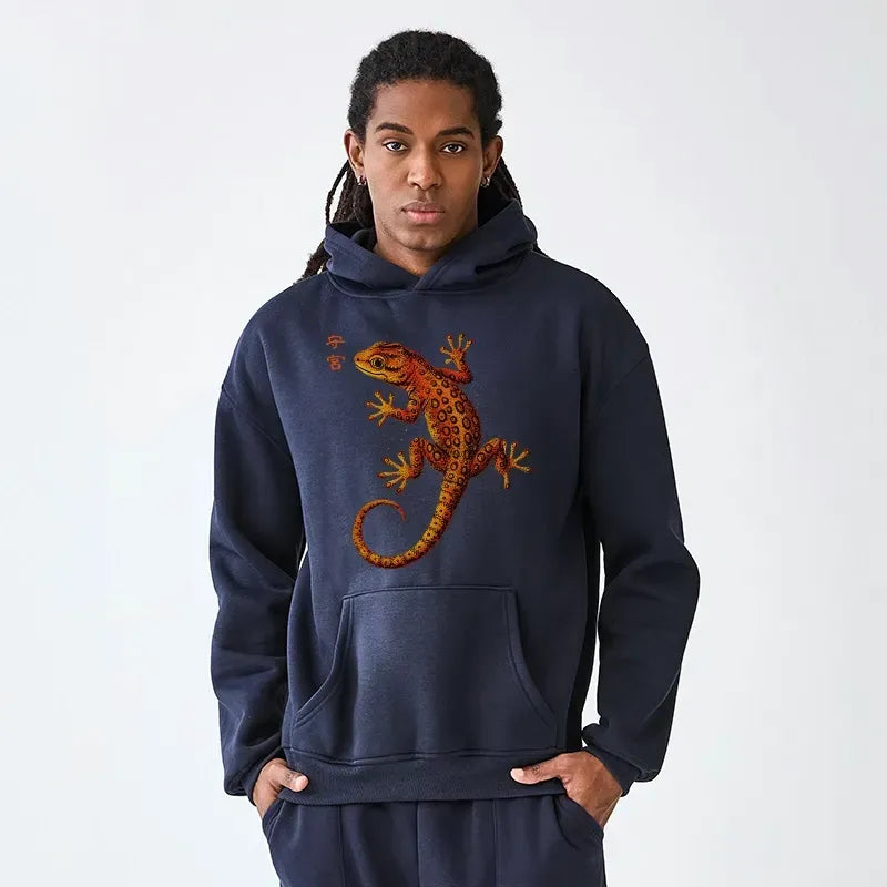 Retro Japanese Gecko Fleece Hoodie