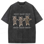 Kyoto-Lion Dancing Cats Washed T-Shirt