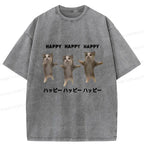 Kyoto-Lion Dancing Cats Washed T-Shirt