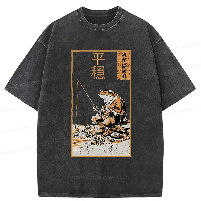 Japanese Funny Frog Fishing T-Shirt