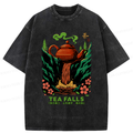 Kyoto-Lion Vintage Funny Tea Falls Chado Washed T-Shirt