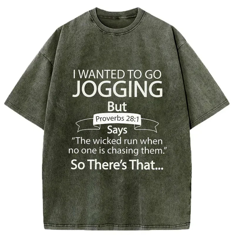 Kyoto-Lion Bible Verse Jogging Funny Washed T-Shirt