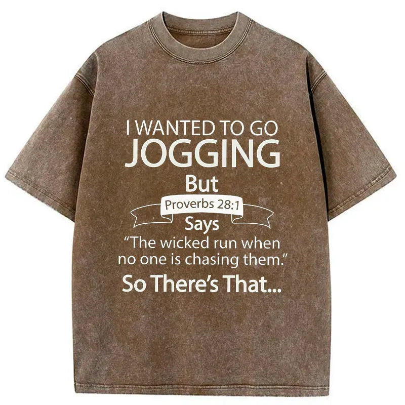 Kyoto-Lion Bible Verse Jogging Funny Washed T-Shirt