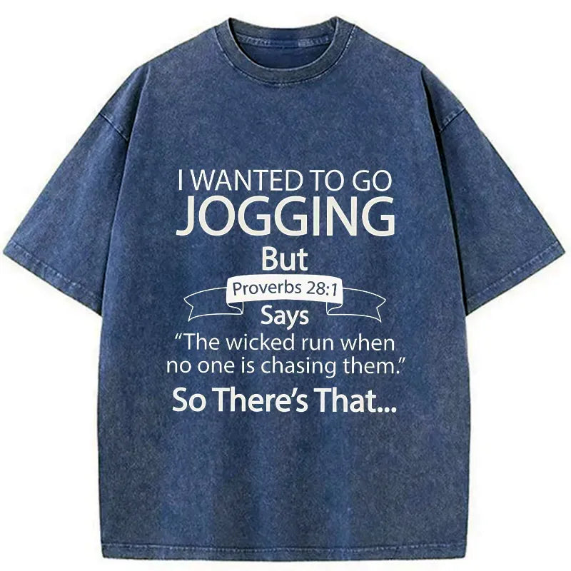 Kyoto-Lion Bible Verse Jogging Funny Washed T-Shirt