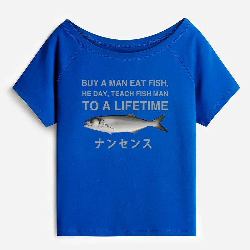 Funny Japanese Lion Off Shoulder T-Shirt