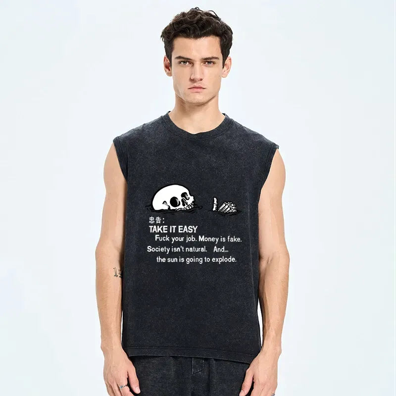 vintage unisex skeleton tank for summer