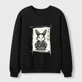 Kyoto-Lion Woodcut Bunny Waffle Sweatshirt