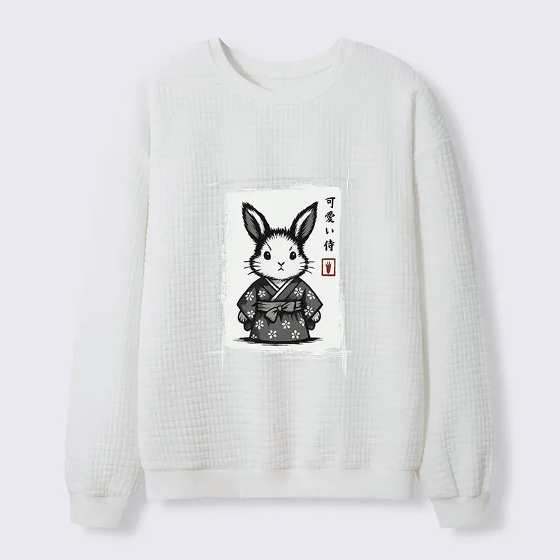Japanese Woodcut Bunny Sweatshirt for Spring