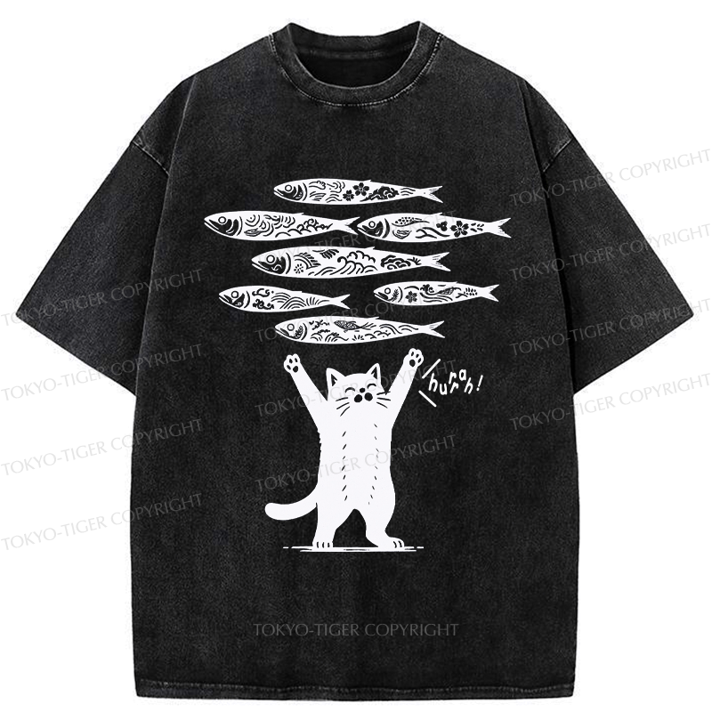 Japanese Lucky Cat Washed T-Shirt