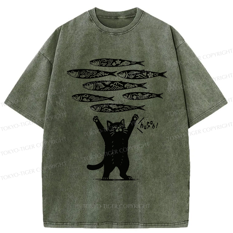 Japanese Lucky Cat Washed T-Shirt