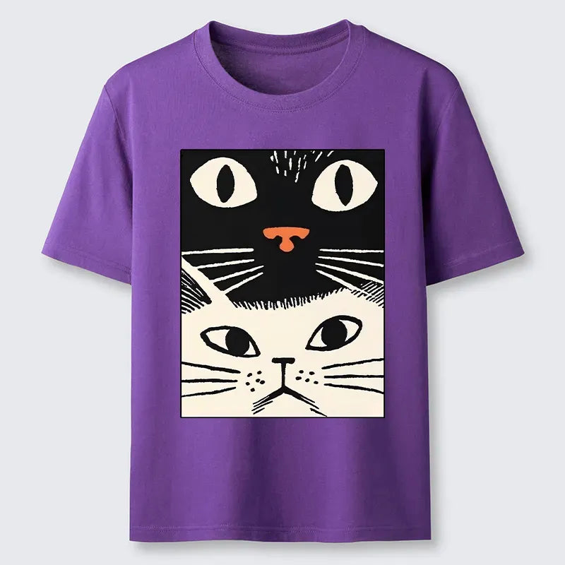 vintage white cat ukiyo-e tee