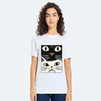 vintage white cat ukiyo-e tee