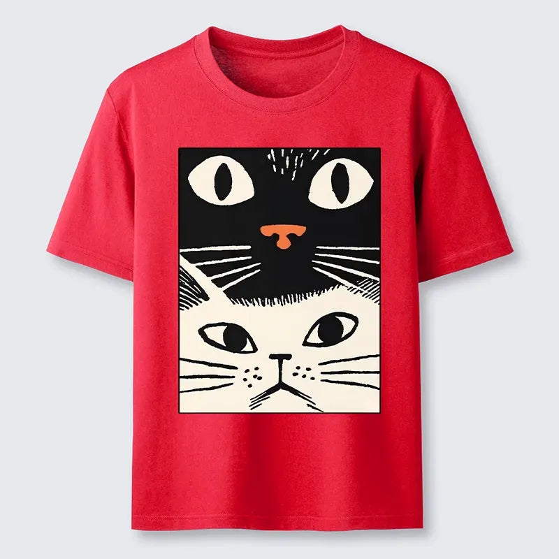 vintage white cat ukiyo-e tee