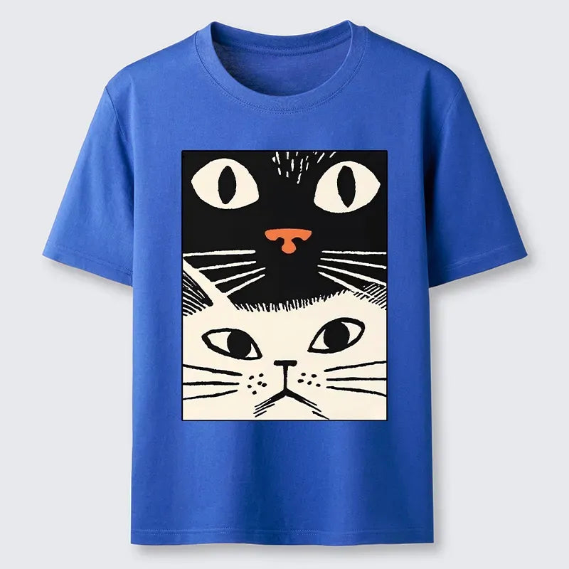 vintage white cat ukiyo-e tee
