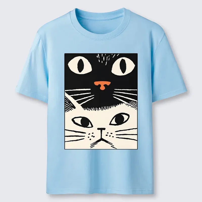 vintage white cat ukiyo-e tee