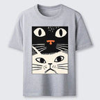 vintage white cat ukiyo-e tee