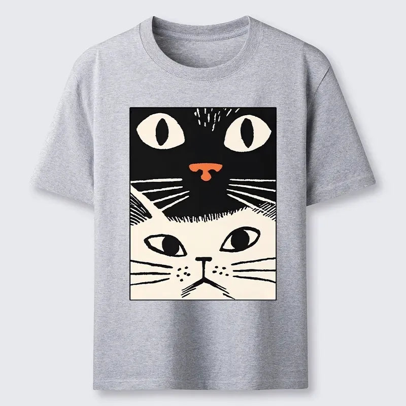 vintage white cat ukiyo-e tee