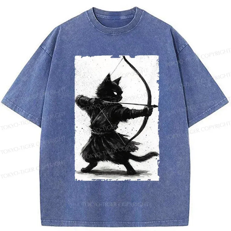 Washed Unisex Cat Tee for Daily Wear