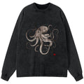 japanese calligraphy octopus washed long sleeve tee